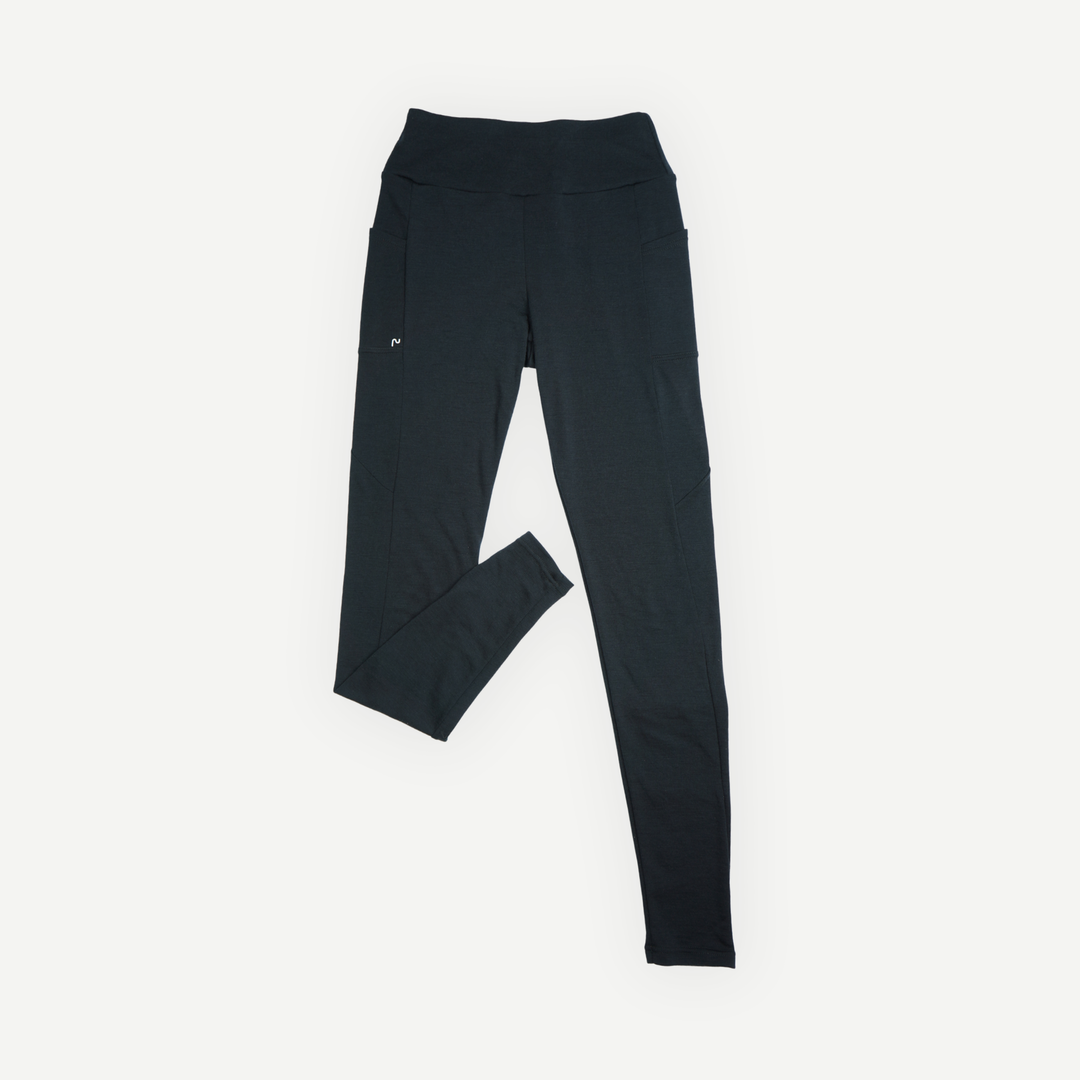Legging thermique en laine de mérinos pour femme coloris Ardoise, vue de devant.