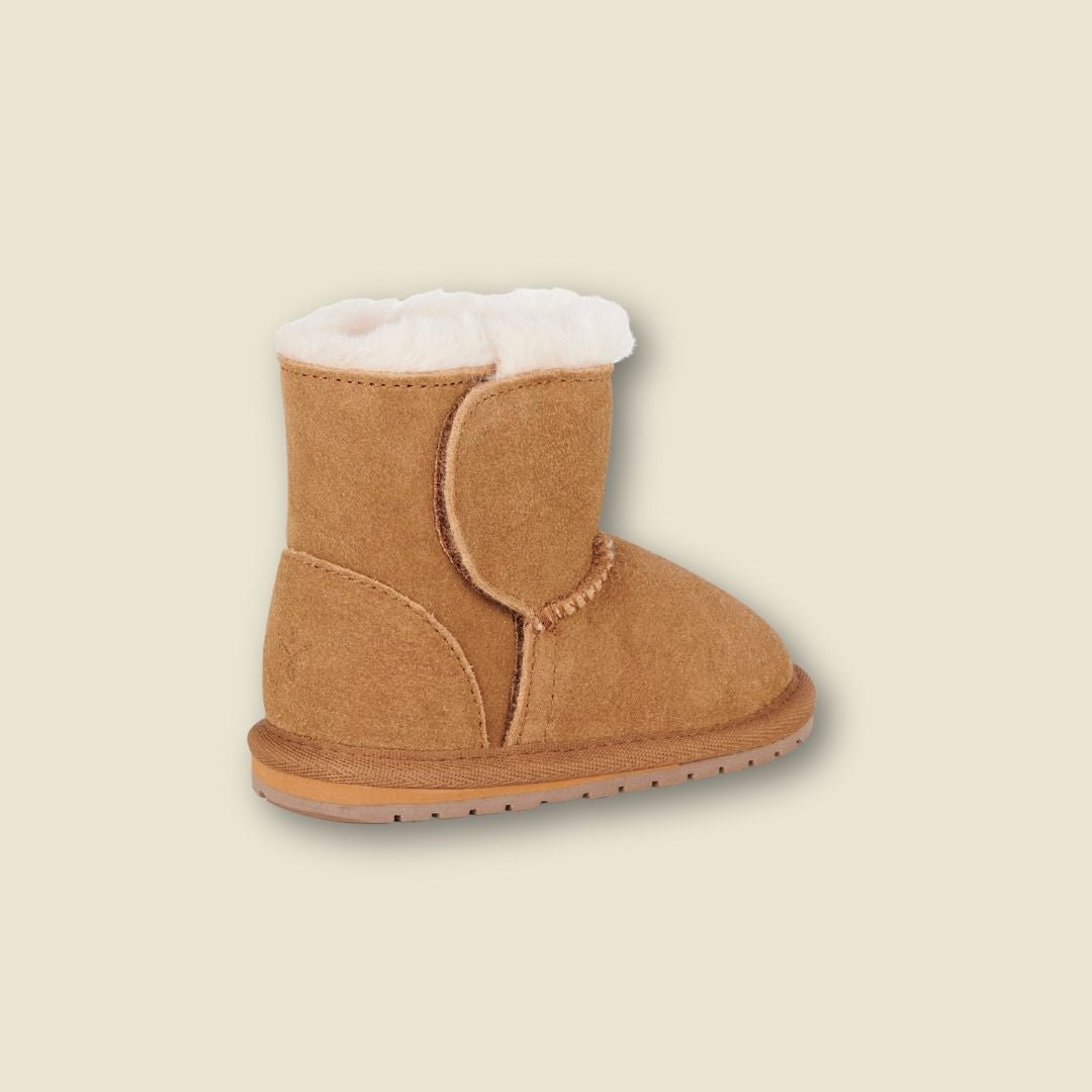 Bottes en suède et laine de mérinos pour tout-petits  - Chestnut