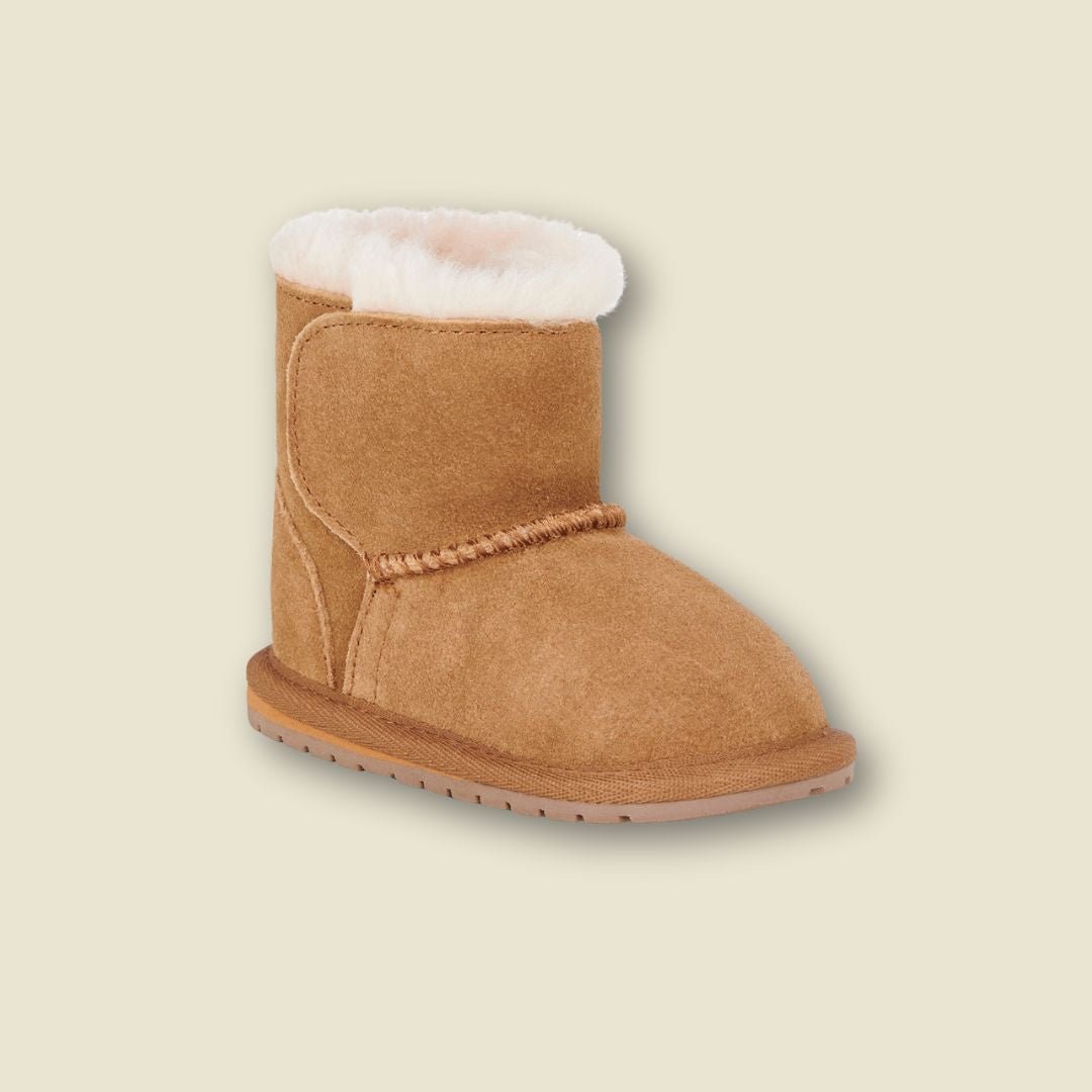 Bottes en suède et laine de mérinos pour tout-petits  - Chestnut