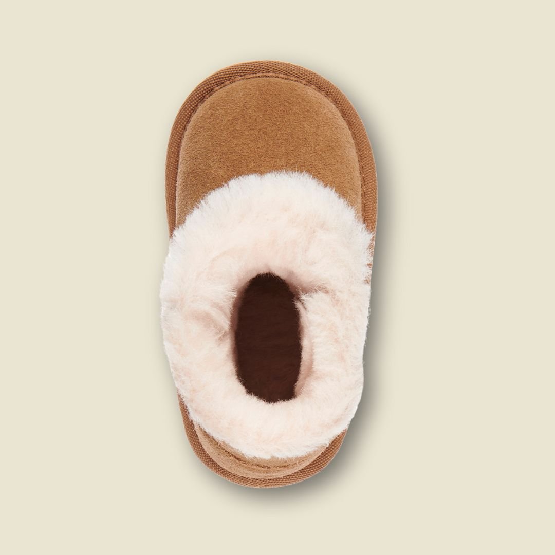 Bottes en suède et laine de mérinos pour tout-petits  - Chestnut