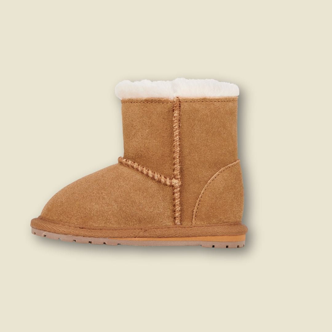 Bottes en suède et laine de mérinos pour tout-petits  - Chestnut