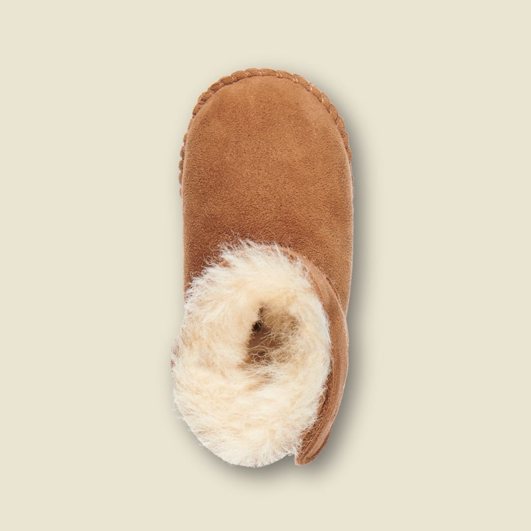 Bottines chaudes en suède et laine de mérinos pour bébé - Chestnut