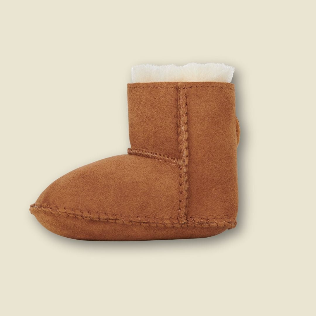 Bottines chaudes en suède et laine de mérinos pour bébé - Chestnut
