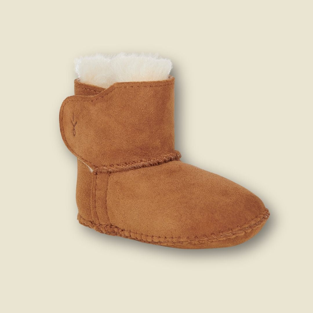 Bottines chaudes en suède et laine de mérinos pour bébé - Chestnut