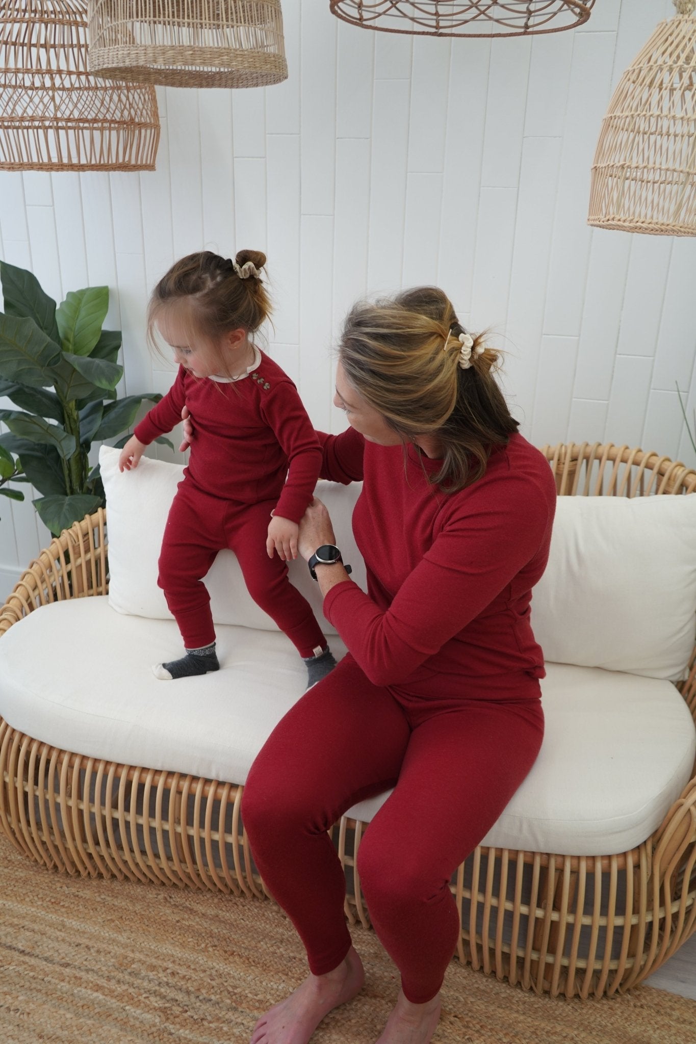 Legging thermique en laine de mérinos pour adulte - Rubis - XS