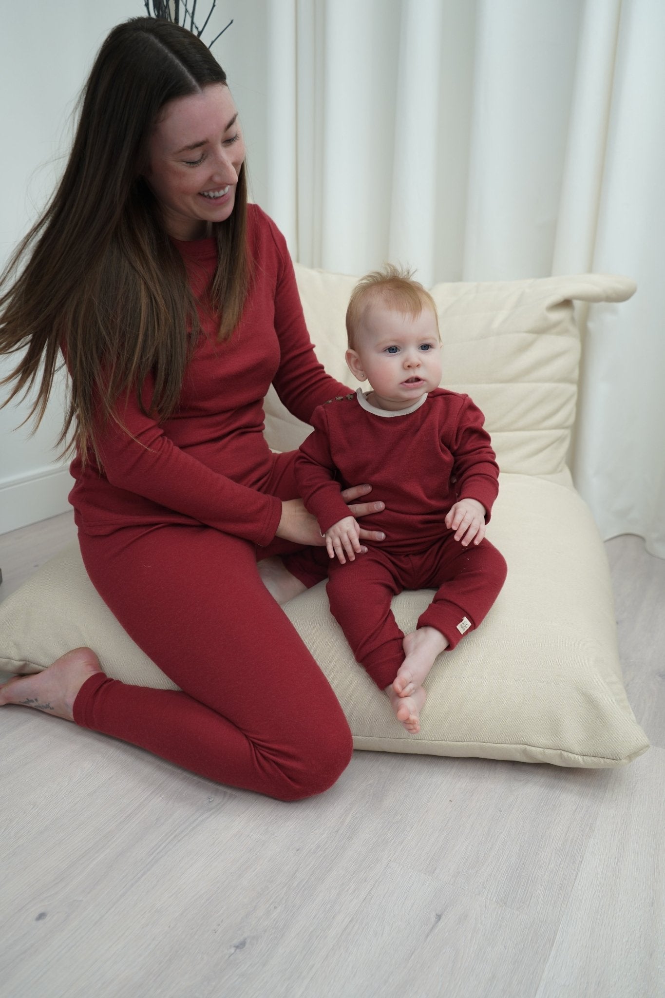 Legging thermique en laine de mérinos pour adulte - Rubis - XS