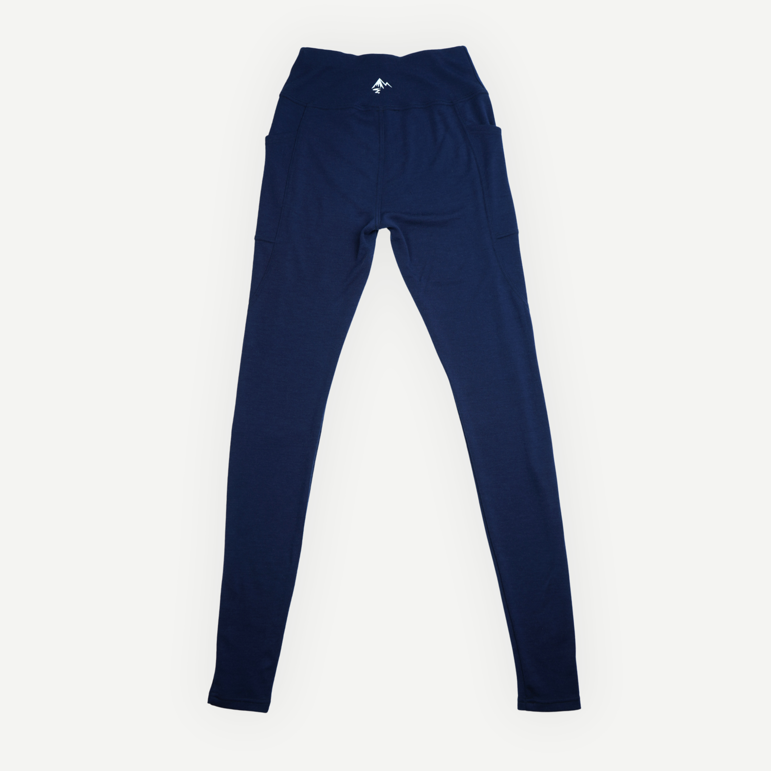 Vue arrière du legging en laine mérinos Périple pour femme, couleur marine.