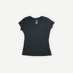 t-shirt col v pour femmes en laine de mérinos ardoise - périple - vue devant