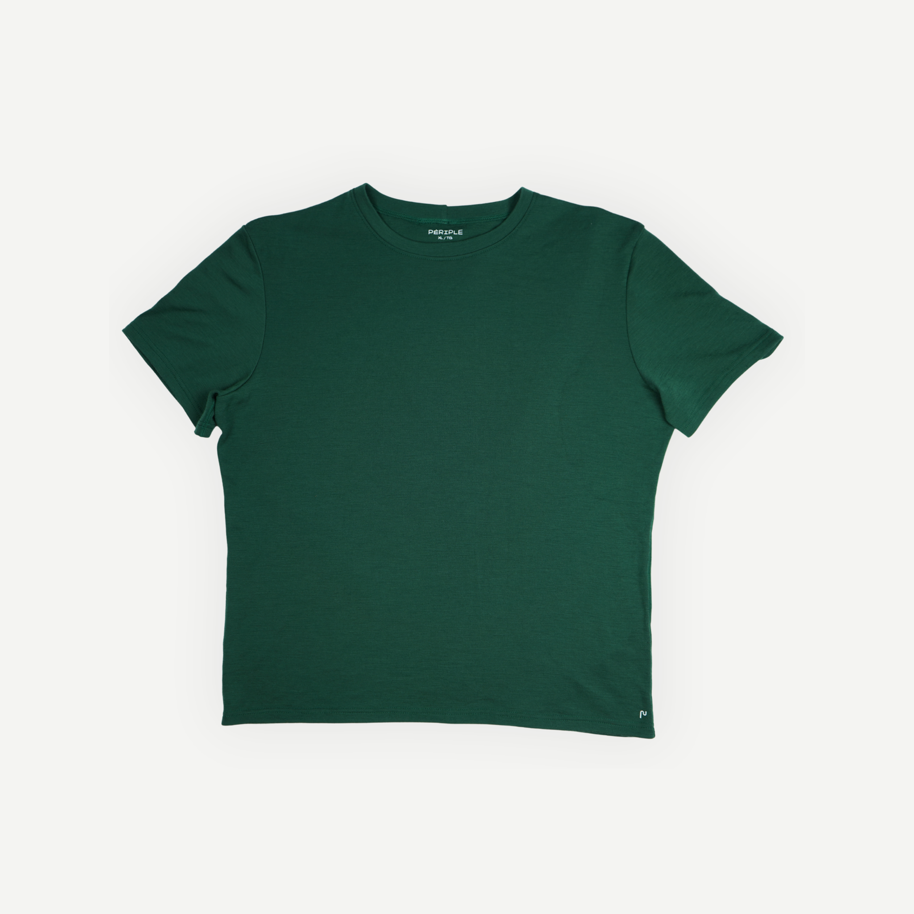 t-shirt en laine de mérinos pour homme couleur Émeraude de la marque Périple. Vue de face
